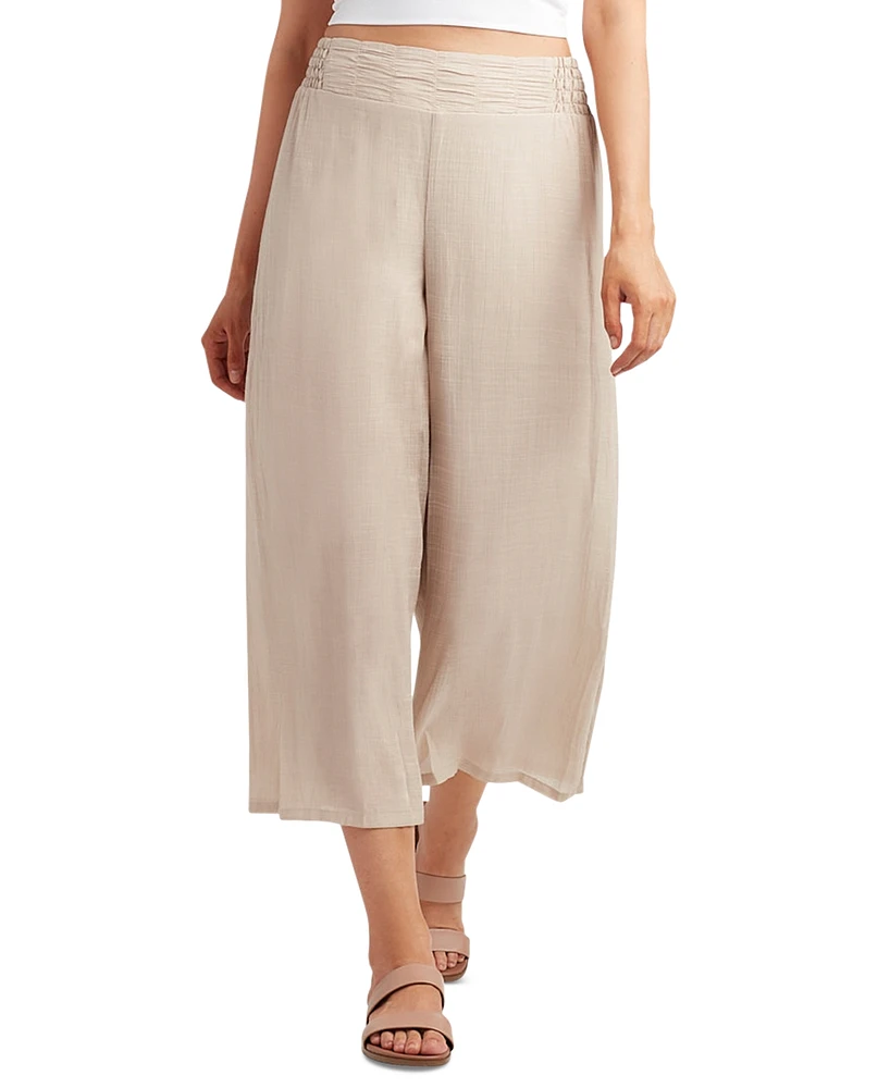 Bcx Juniors' Gauzy Textured Wide-Leg Pants