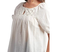 Bcx Juniors' Puckered-Yoke Puff-Sleeve Top