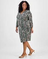 Kasper Plus Printed Wrap-Style Dress