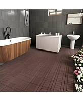 12" Deck Tiles, Diy Interlocking, Indoor/Outdoor, Easy Install, 44pcs Red Brown