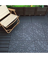 12" Patio Deck Tiles, Diy Interlocking, Easy Install, 44pcs, Dark Gray