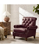Traditional Vivian Genuine Leather Armchair with Button-tufted