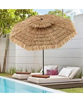Gymax 8.8 Ft Hawaiian Style Umbrella Thatched Tiki Umbrella w/8 Ribs Sun-proof Fabric