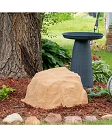 Outdoor Low-Profile Polyresin Landscape Rock Septic Cover with Stakes