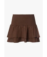 WeWoreWhat Women's Smocked Ruffle Mini Skirt