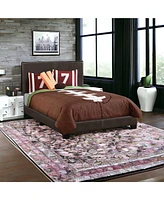 Solid and Manufactured Wood Full Upholstered Faux Leather Bed Frame