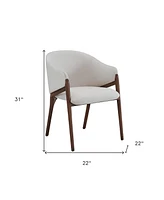 Wing Back Upholstered Fabric Dining Arm Chair with Cushioned Seat
