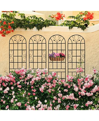 4-Pack Metal Garden Trellis, 86,7" Rustproof, Black
