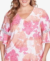Ruby Rd. Plus Paisley Textured V-Neck Top