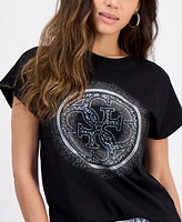 Guess Women's Cotton 4G Hotfix Short-Sleeve Crewneck Tee