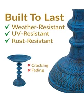 Backyard Beauty Metal Bird Bath with Uv-Resistant Finish - Cast Aluminum Blue Patina 18" H