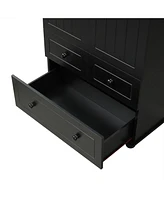 Tall Storage Cabinet with Three Drawers for Bathroom/Office, Black