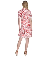 Eliza J Women's Printed Button-Front Short-Sleeve Cotton Dress