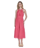Vince Camuto Women's Cotton Sleeveless Eyelet Midi Dress