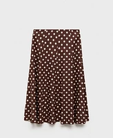 Mango Women's Flared Polka Dots Linen Skirts