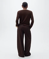 Mango Women's Linen Blend Boat Neck Sweater