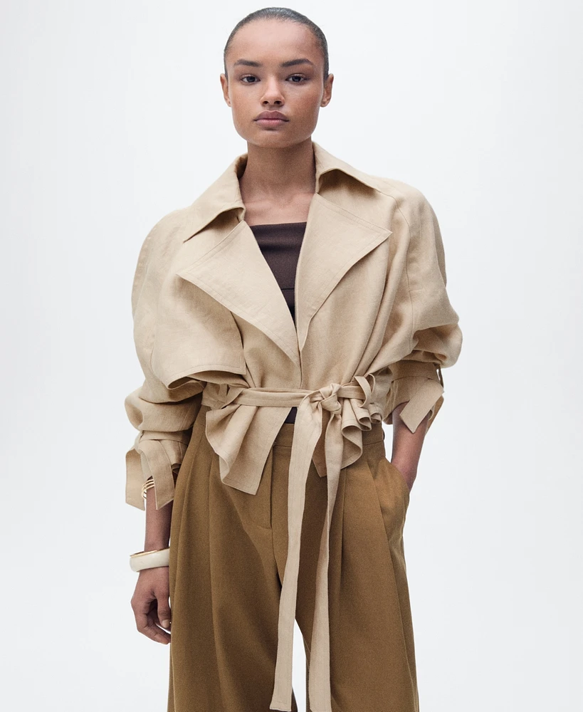 Mango Women's Belted Linen Jacket