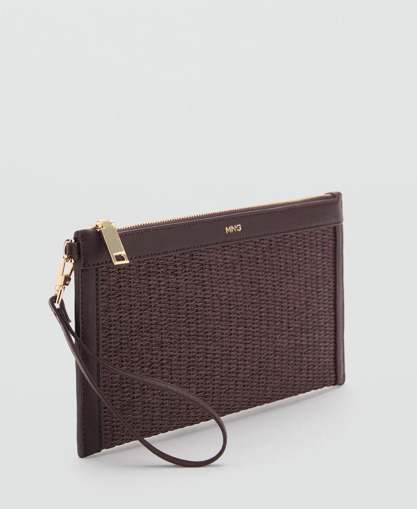 Mango Women's Natural Fiber Clutch Bag