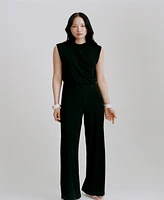 Mango Women's Draped Neckline Straight-Fit Jumpsuit