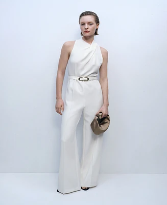 Mango Women's Belt Long Jumpsuit
