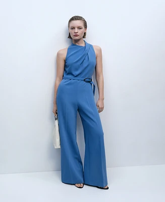 Mango Women's Belt Long Jumpsuit