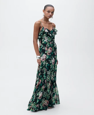 Mango Women's Ruffled Floral Print Dress
