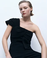 Mango Women's Draped Neckline Long Jumpsuit