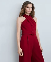 Mango Women's Belt Wrap Jumpsuit