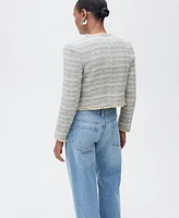 Mango Women's Frayed Ends Tweed Jacket