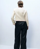 Mango Women's Contrasting Trims Tweed Jacket