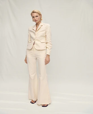 Mango Women's Wide Leg Cotton Suit Pants