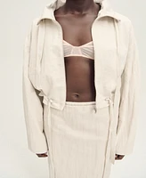 Mango Women's Linen Blend Crop Jacket