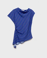 Mango Women's Asymmetrical Striped Blouse