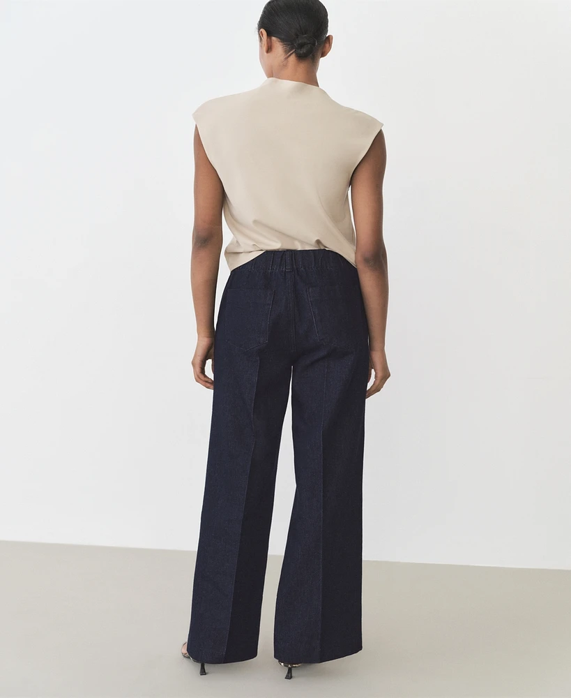 Mango Women's High-Waisted Wide Leg Jeans
