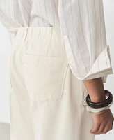 Mango Women's High-Waisted Wide Leg Cotton Pants