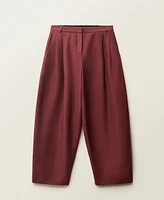Mango Women's Wide Leg Linen-Blend Suit Pants