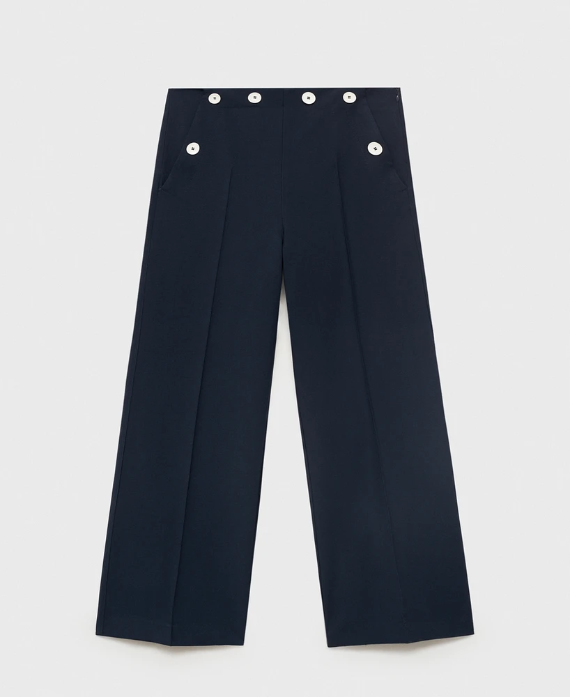 Mango Women's Contrasting Button Detail Straight Pants