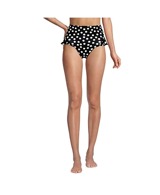 Lands' End Women's Ruffle High Waisted Leg Bikini Bottoms