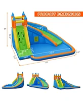 Inflatable Water Slide Mighty Bounce House Castle Moonwalk Splash Pool with 950W Blower