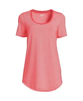 Lands' End Women's Short Sleeve Power Performance Scoop Neck Curved Hem Tunic Tee