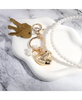 Juicy Couture Gold Heart Keychain with Pearls – Chic & Elegant