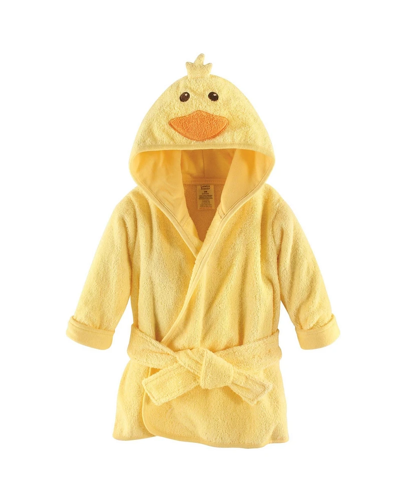 Luvable Friends Baby Unisex Cotton Animal Face Bathrobe, Duck, One