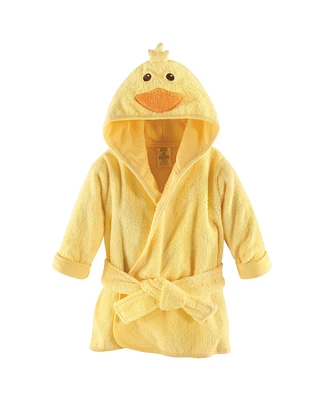 Luvable Friends Baby Unisex Cotton Animal Face Bathrobe, Duck, One
