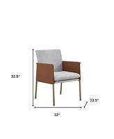 Upholstered Fabric Dining Arm Chair with Cushioned Seat and Backrest