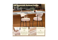 Dyhome Bar Stools Set of 4, 24 Inches Modern Counter Height Bar Stools with Curved Back Metal Legs, Upholstered Boucle Barstools for Kitchen Island, C