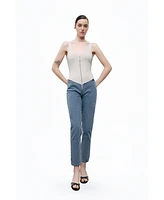 Nocturne Women's Denim Garnished Jumpsuit