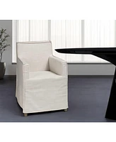 Slipcovered Wood Dining Arm Chair for Kitchen or Dining Room Seating
