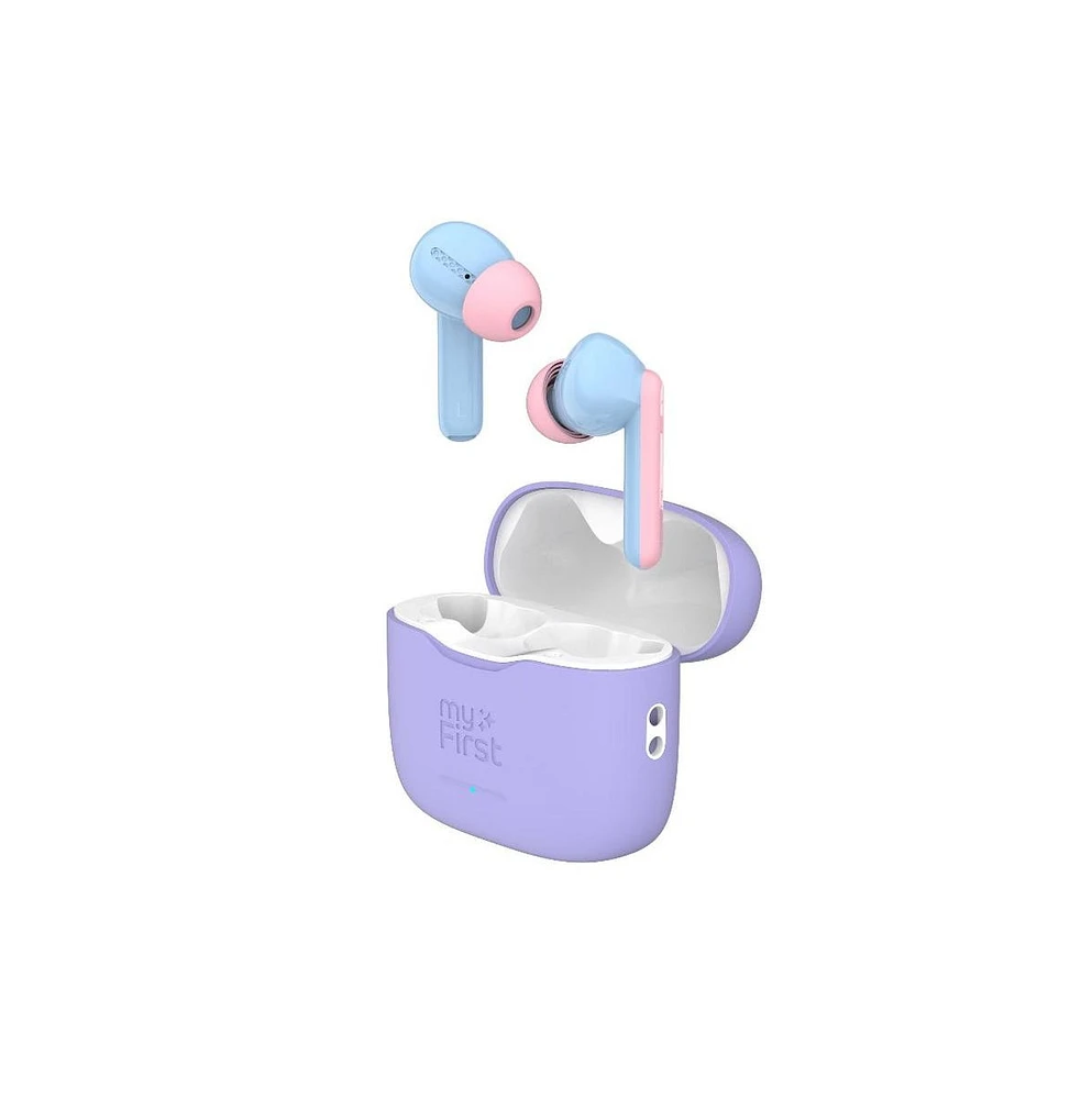 myFirst CareBuds – Wireless Bluetooth Earbuds for Kids, 85dB Limit, Anti-Lost Strap, Built-in Mic, Touch Control, Easy Pairing, Long Playtime