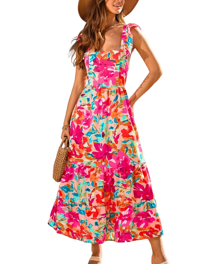 Cupshe Women's Juicy Blossom Floral Maxi Beach Dress