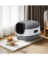 Bingopaw Hooded Front-Entry Cat Litter Box With Scoop for Cats
